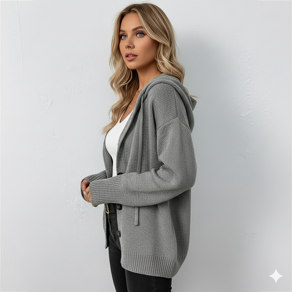 Lässiger Damen Strickjacke mit Knopfleiste | Herbst Winter