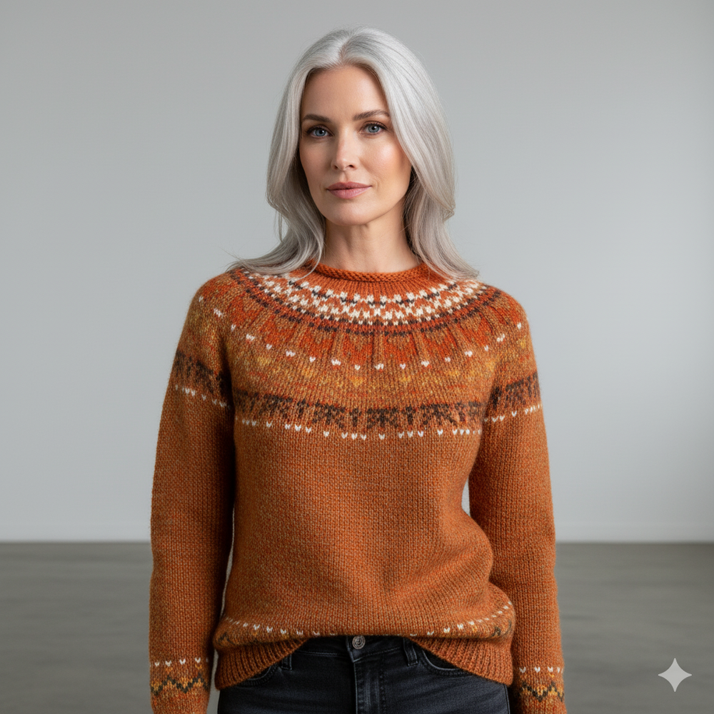 Damen Strickpullover mit Rundhals | Winter | Norweger-Muster