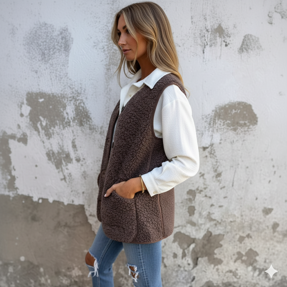 Kuschelige Damenweste mit Knöpfen | Warm für Herbst/Winter