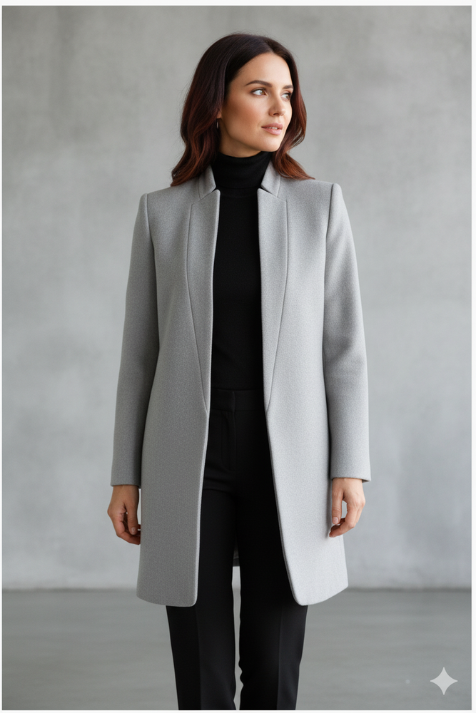 Damen Wollmantel mit Stehkragen | Schmaler Schnitt & Elegant | Herbst/Winter