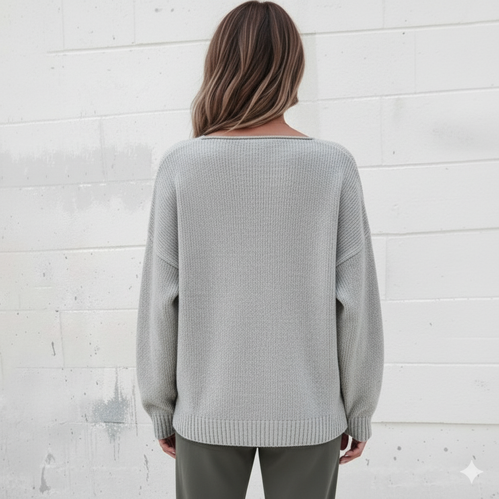 Damen Strickpullover mit V Ausschnitt | Locker & Freizeit