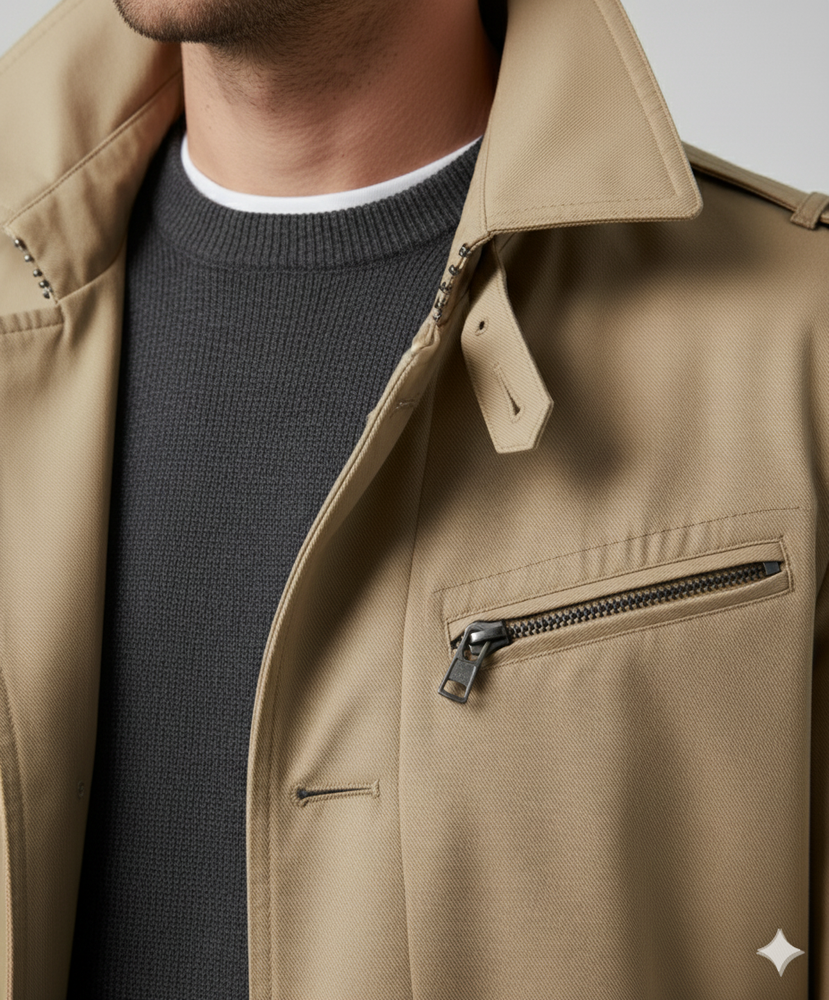 Eleganter Herren Trenchcoat mit Reverskragen | Herbst Übergang