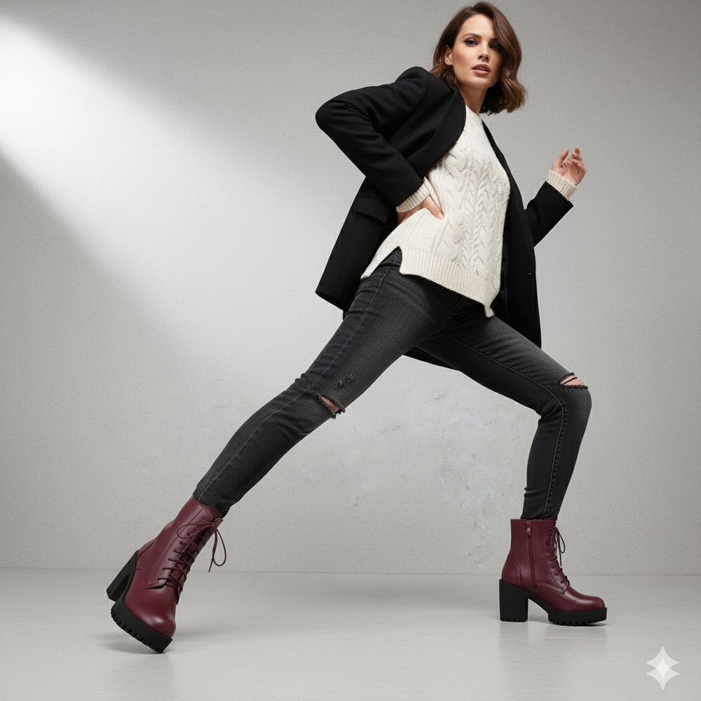 Damen Winter Stiefeletten mit Absatz | Warm Gefüttert & Vegan