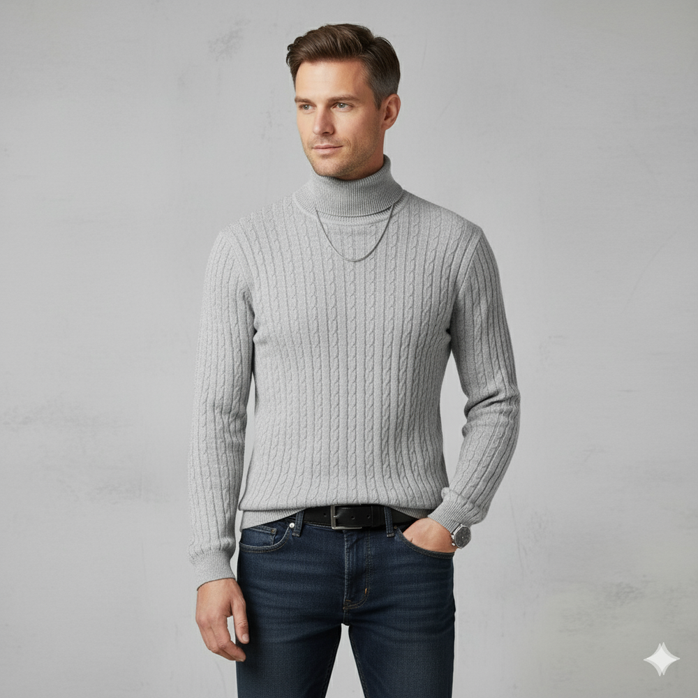 Feiner Herren Strickpullover mit Rollkragen
