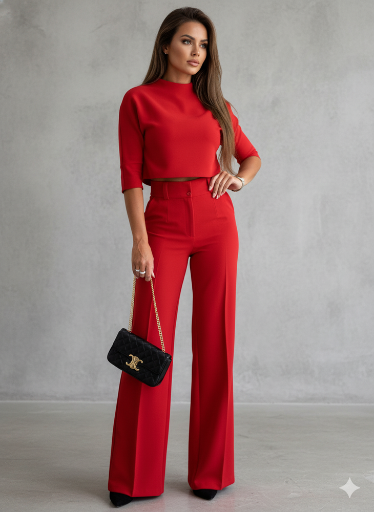 Kurzes Oberteil & High Waist Hose | Weit & Elegant