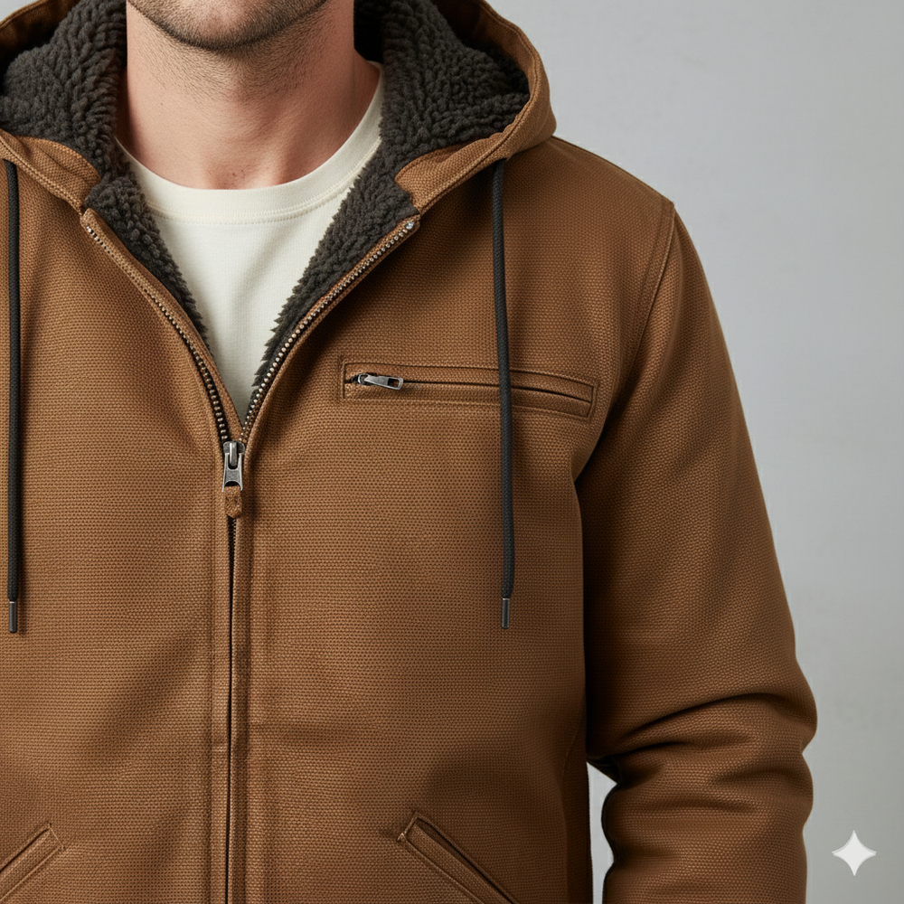 Warme Herren Kapuzenjacke mit Fleecefutter | Herbst Winter