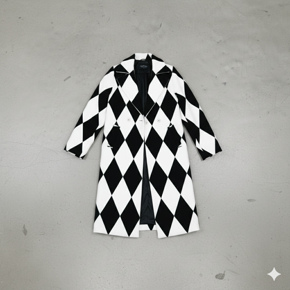 Damen Wollmantel mit Karomuster | Oversize & Warm | Winter