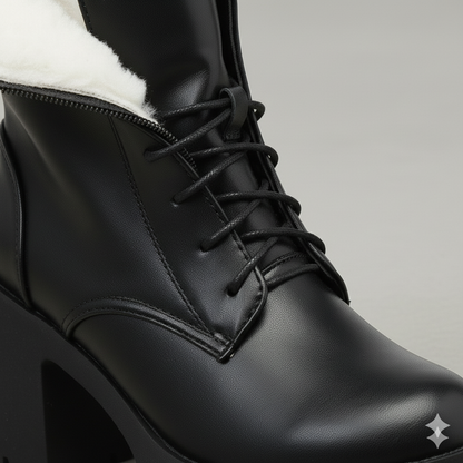 Damen Winter Stiefeletten mit Absatz | Warm Gefüttert & Vegan