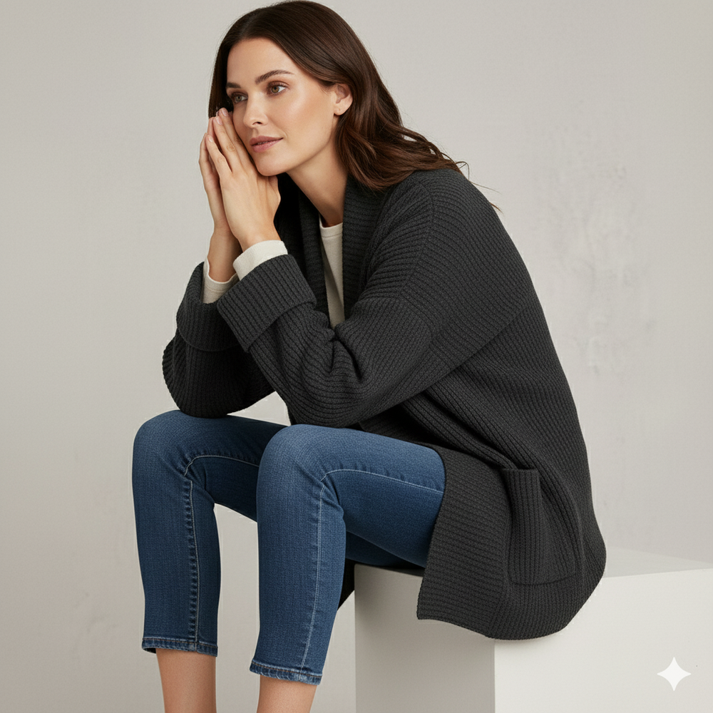 Damen Strickjacke mit Reverskragen | Warm & Lässig Winter