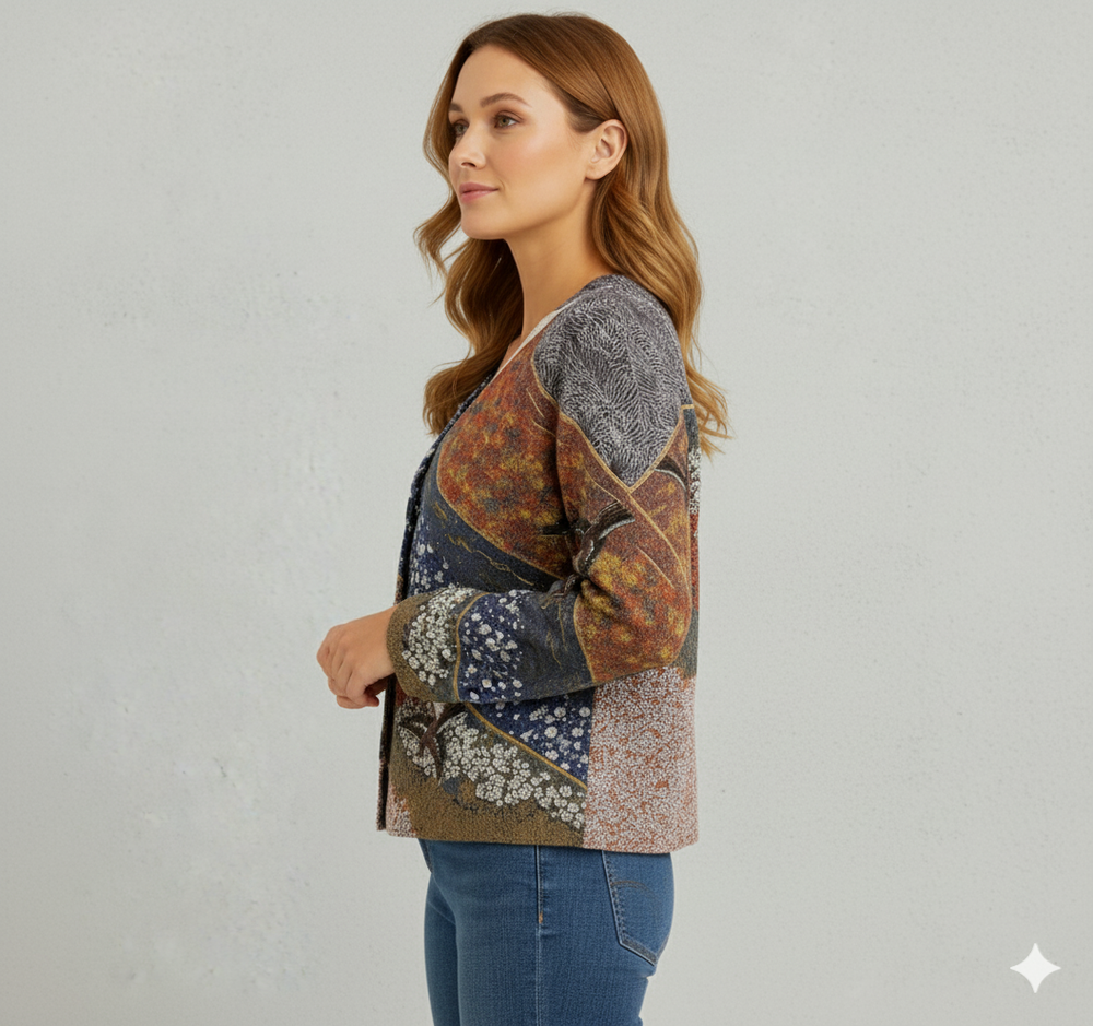 Damen Strickjacke mit abstraktem Print | Herbst/Winter | Stylisch