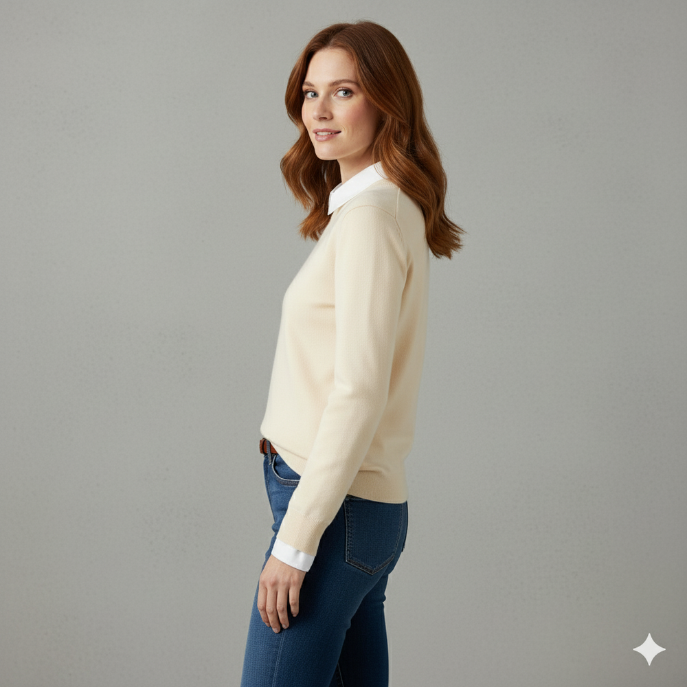 Kuscheliger Damen Strickpullover mit Rundhalsausschnitt | Winter | Elegant