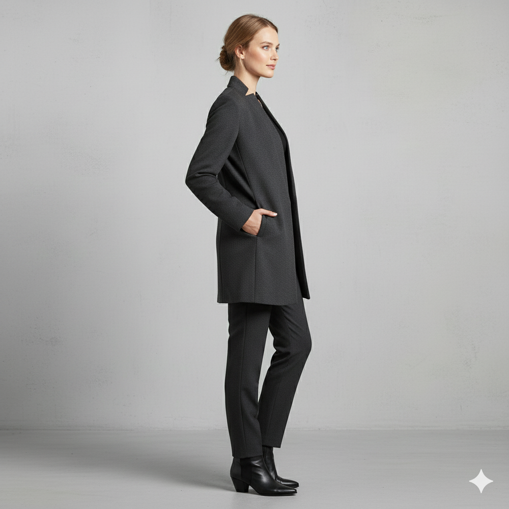 Damen Wollmantel mit Stehkragen | Schmaler Schnitt & Elegant | Herbst/Winter