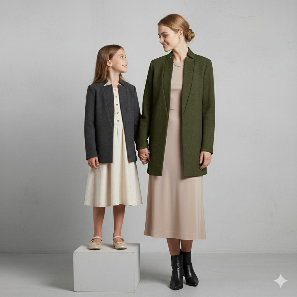 Damen Wollmantel mit Stehkragen | Schmaler Schnitt & Elegant | Herbst/Winter