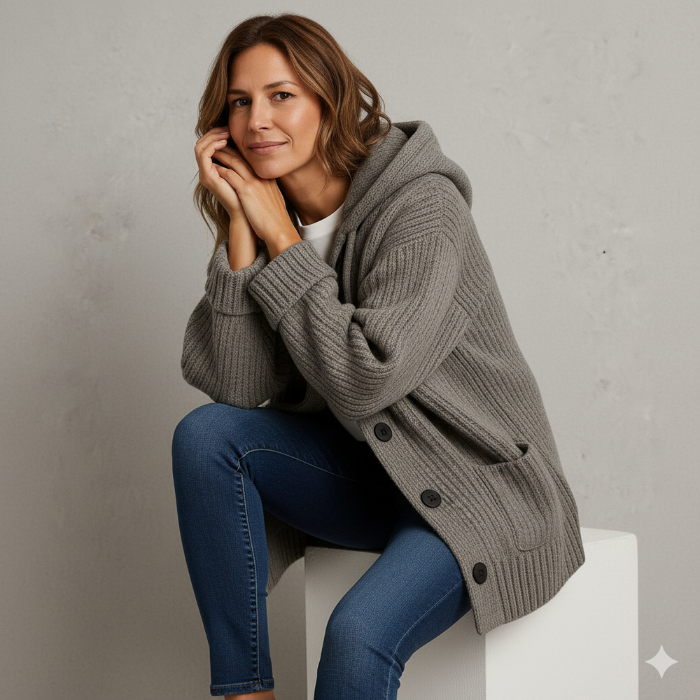 Kuscheliger Damen Strickjacke mit Kapuze | Warm für Herbst/Winter