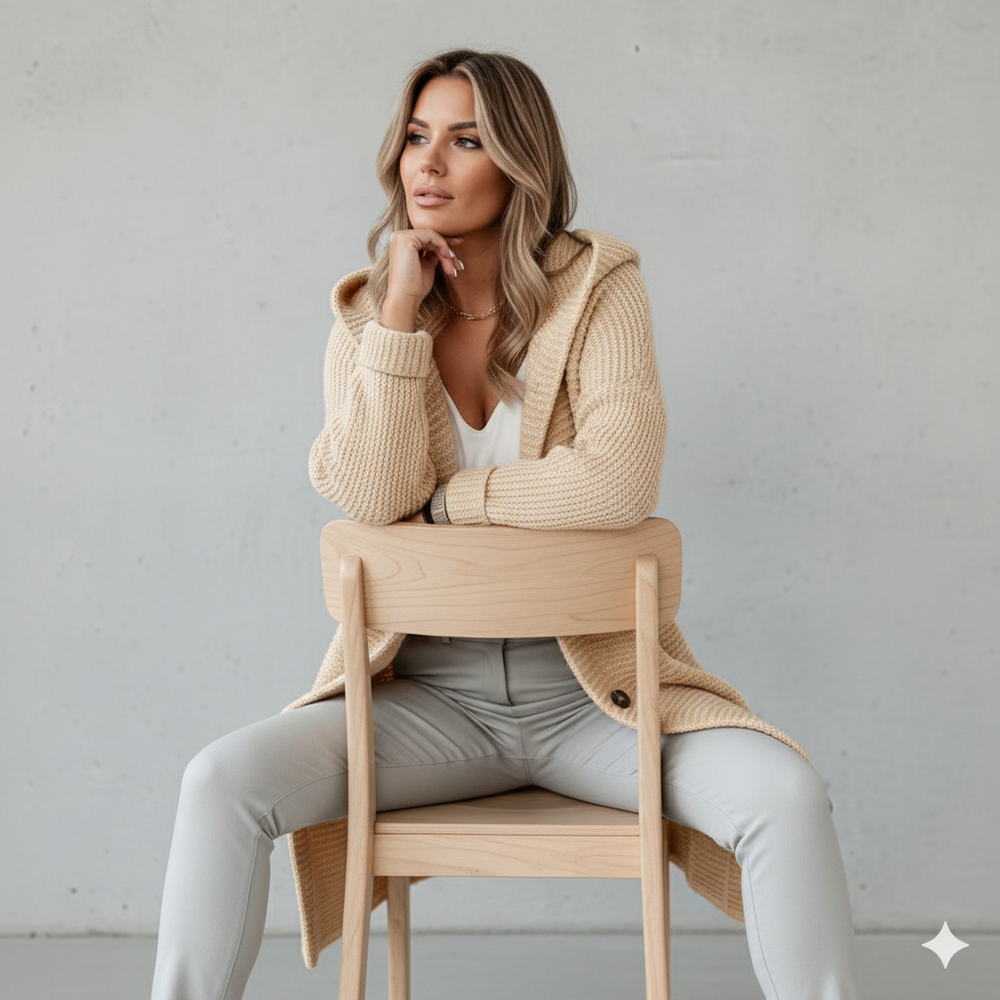 Damen Strickjacke mit Kapuze | Locker & Warm für Herbst Winter