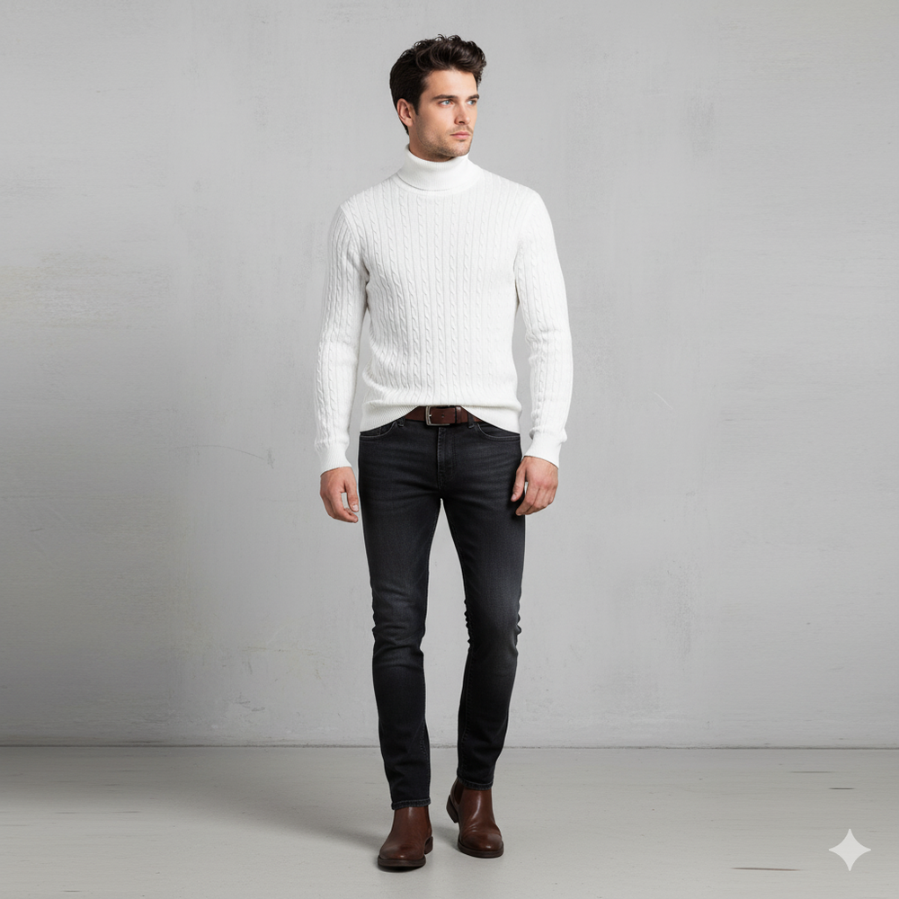 Herren Strickpullover mit Rollkragen | Slim Fit | Winter