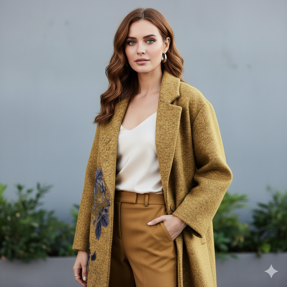 Damen Wollmantel mit Karomuster | Oversize & Warm | Winter