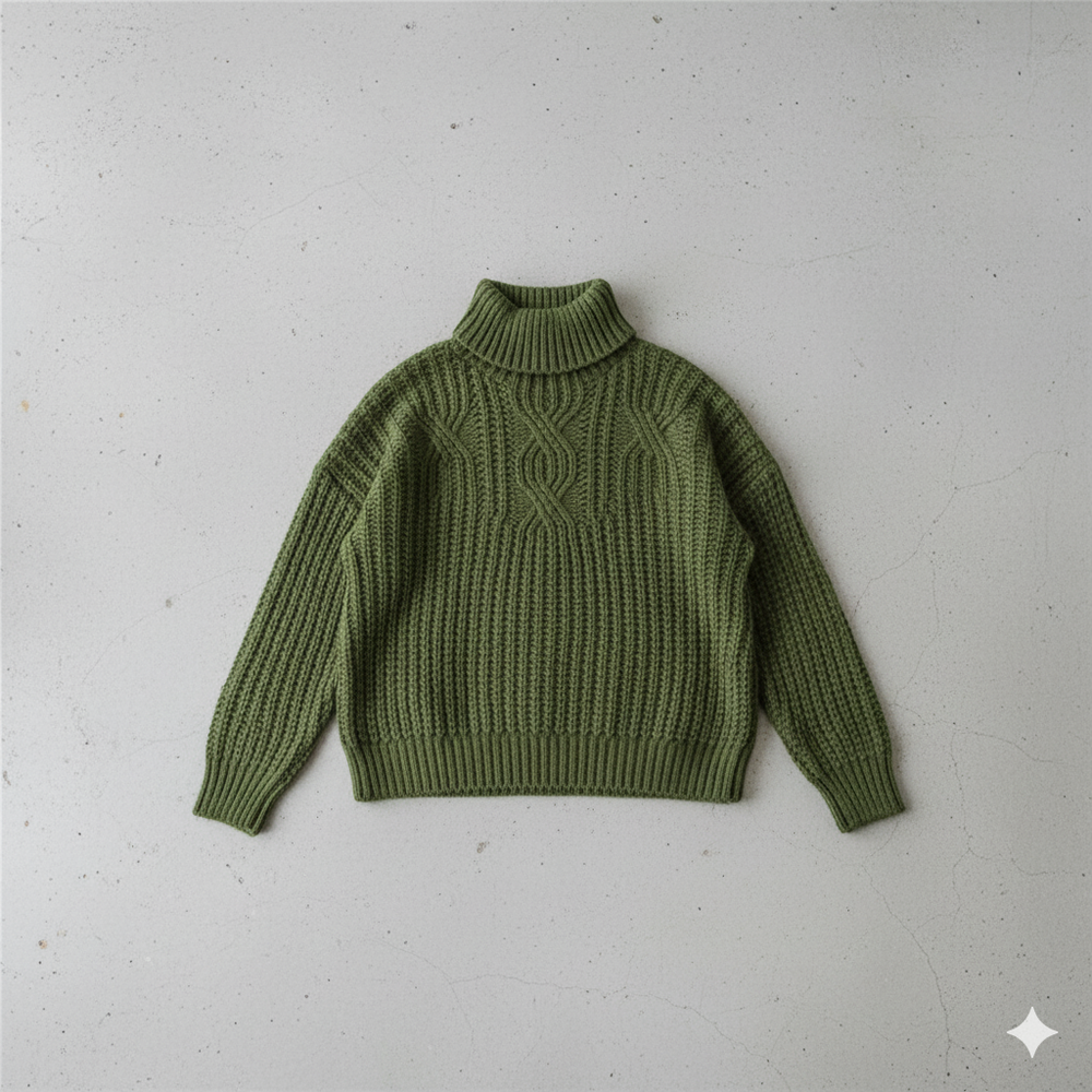 Damen Strickpullover mit Zopfmuster | Warm & Hochgeschlossen | Winter