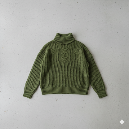 Damen Strickpullover mit Zopfmuster | Warm & Hochgeschlossen | Winter