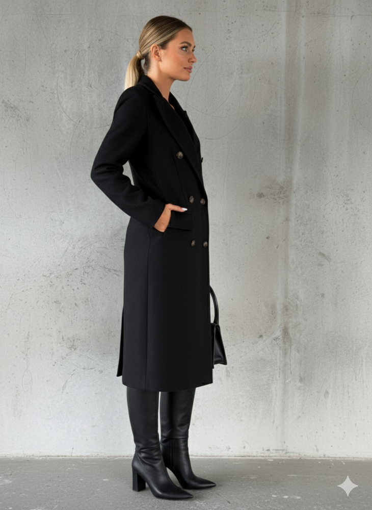 Damen Mantel mit Reverskragen | Doppelreihig & Elegant | Herbst/Winter