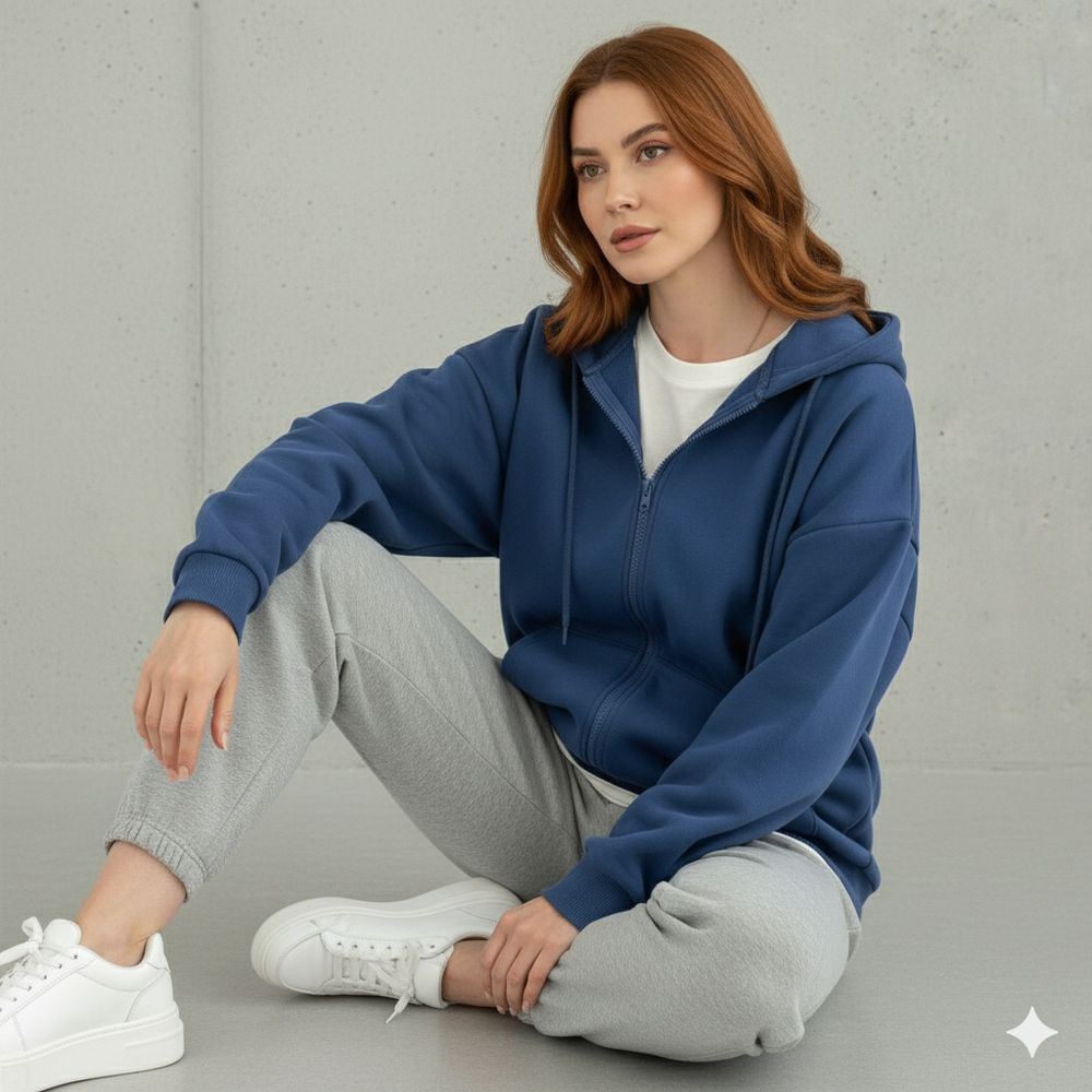 Kurz geschnittener Damen Hoodie mit Reißverschluss