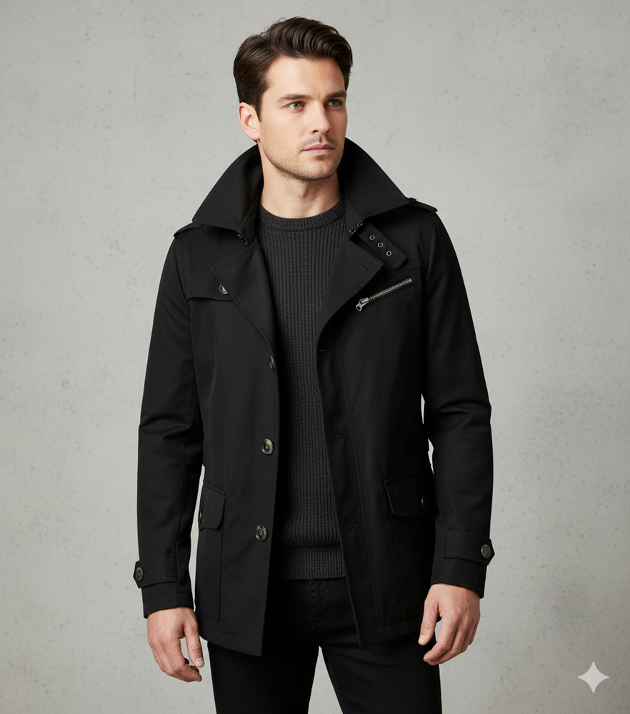 Eleganter Herren Trenchcoat mit Reverskragen | Herbst Übergang