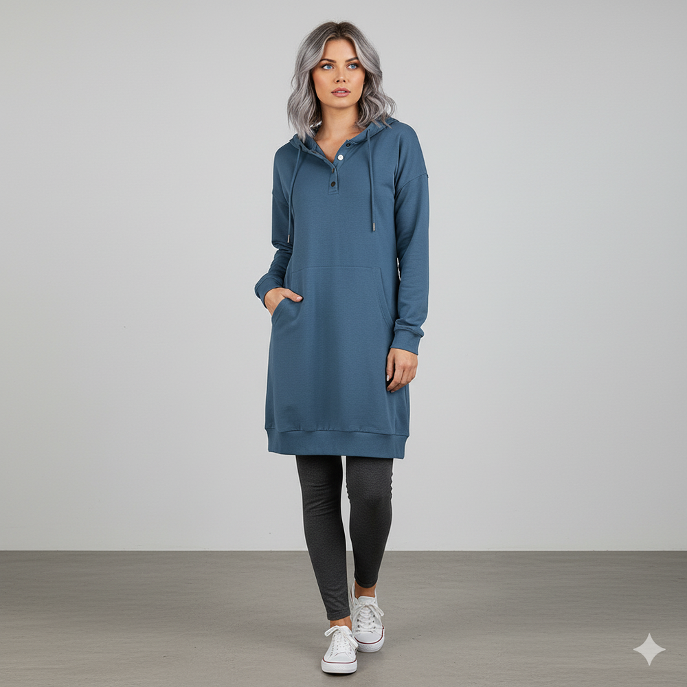 Lässiges Damen Hoodie mit Knopfleist