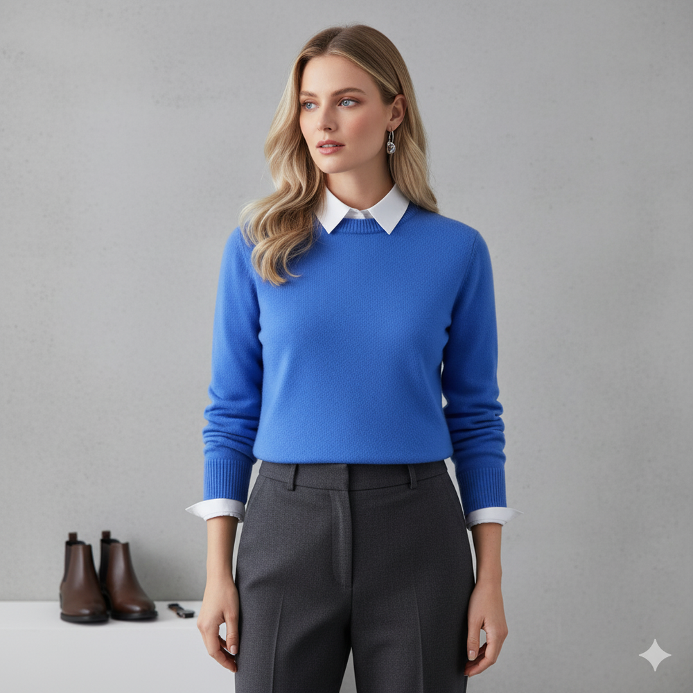 Kuscheliger Damen Strickpullover mit Rundhalsausschnitt | Winter | Elegant