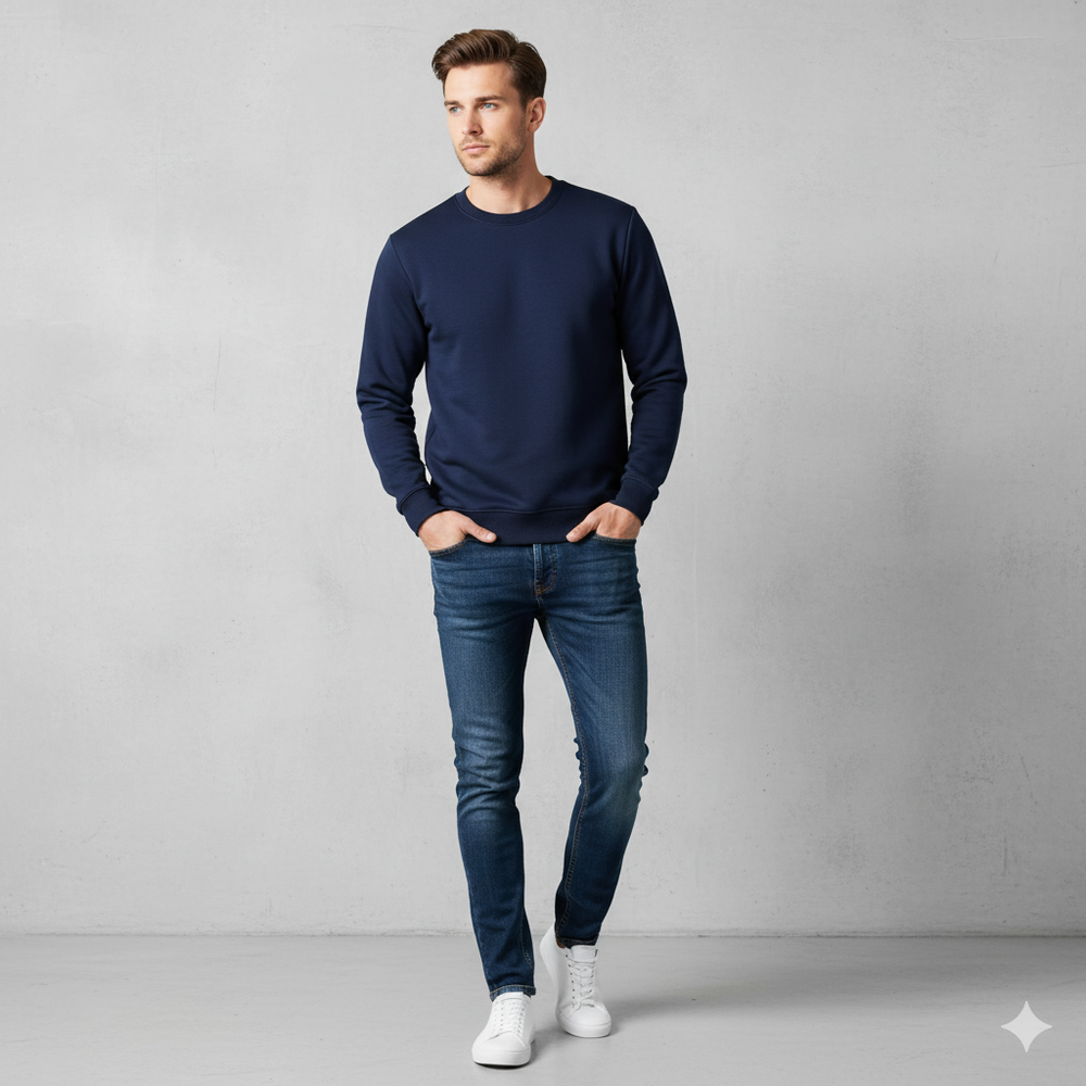 Herren Sweatshirt mit Rundhalsausschnitt