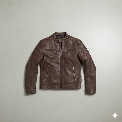 Herren Bikerjacke aus Veganleder mit Stehkragen | Herbst Winter
