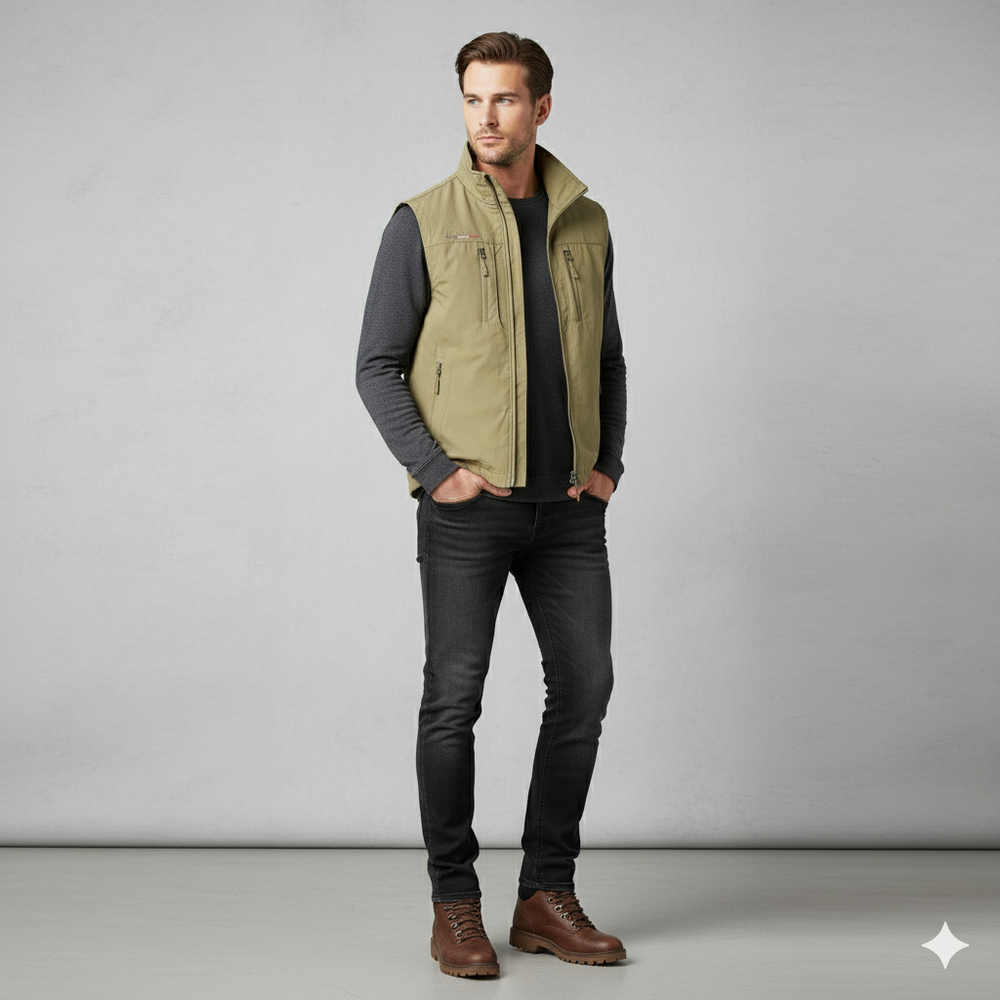 Herren Outdoor Weste mit Taschen | Leicht & Atmungsaktiv | Übergang