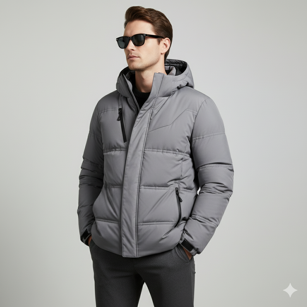 Warme Herren Daunenjacke mit Kapuze | Winter | Slim Fit