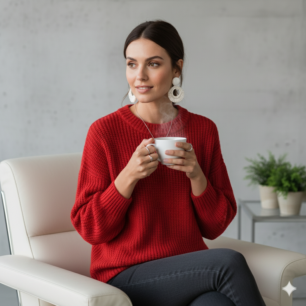 Locker gestrickter Damenpullover | Oversize & Freizeit