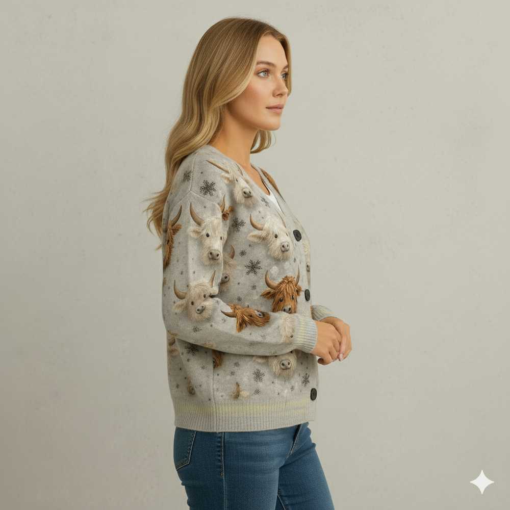 Damen Strickjacke mit abstraktem Print | Herbst/Winter | Stylisch