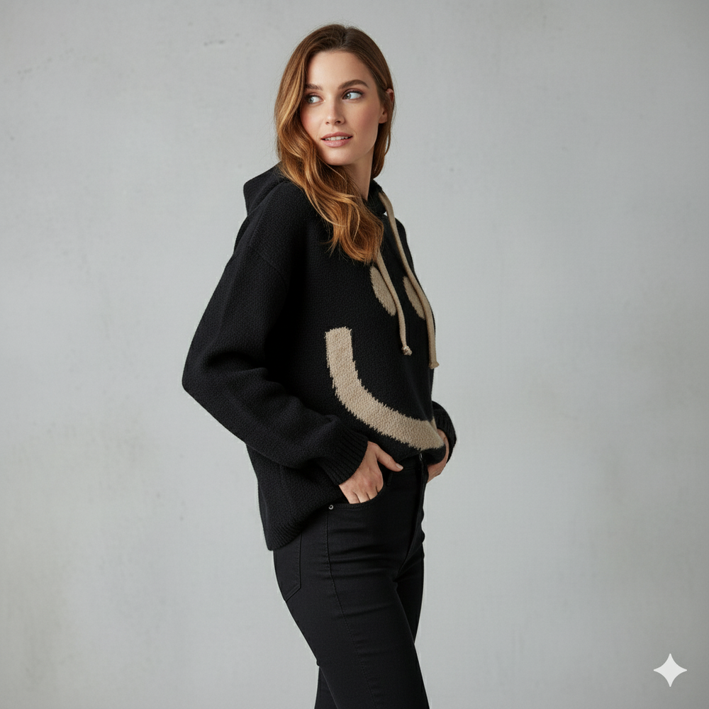 Damen Hoodie mit Smiley Print