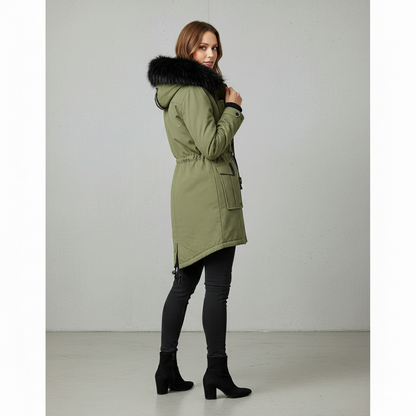 Damen Winterjacke mit Fellkapuze | Warm & Gefüttert