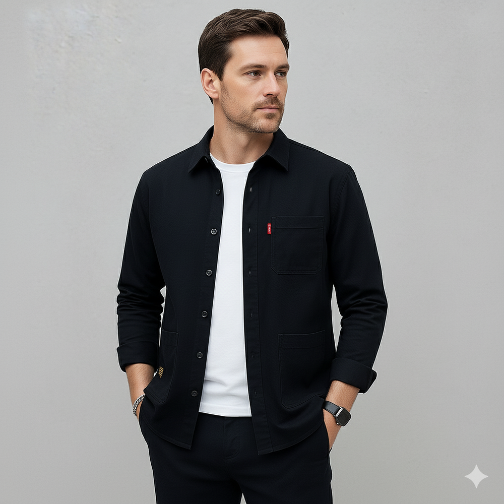 Herren Freizeithemd langarm | Modern mit Brusttasche