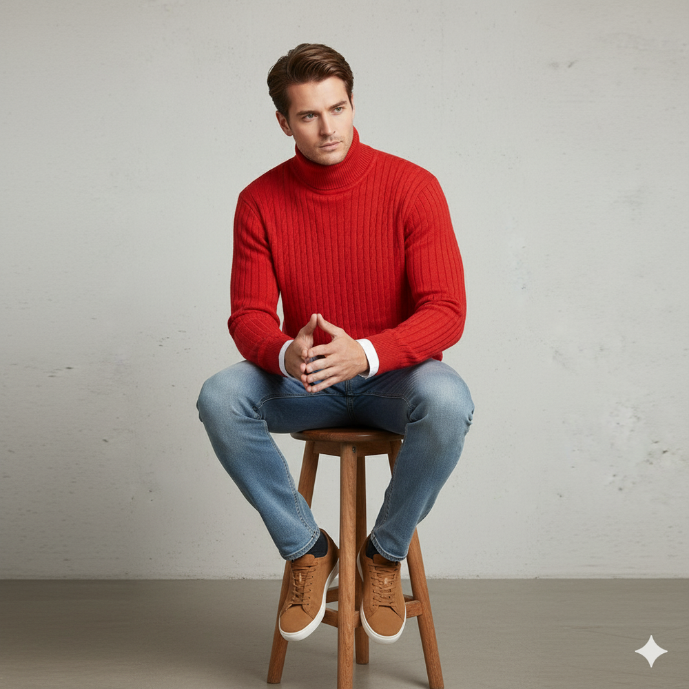 Feiner Herren Strickpullover mit Rollkragen