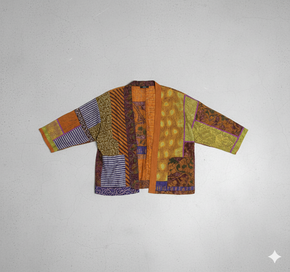 Weit geschnittener Damenmantel mit Ethno Muster | Boho Stil