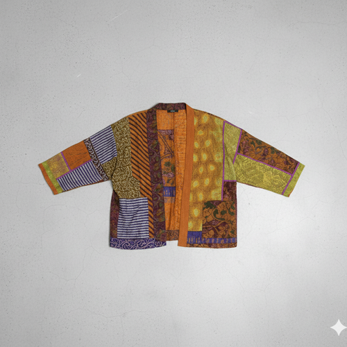 Weit geschnittener Damenmantel mit Ethno Muster | Boho Stil