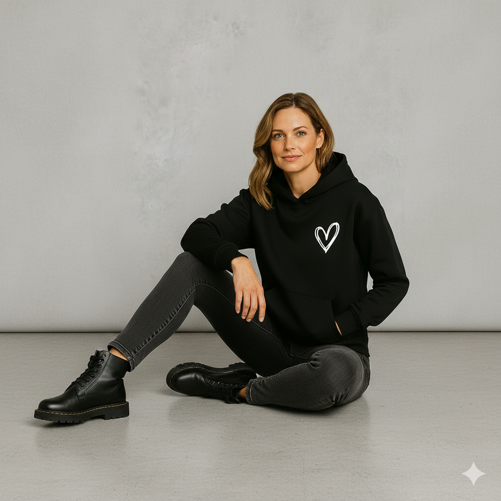 Damen Hoodie mit Herz Print | Lässig & Bequem