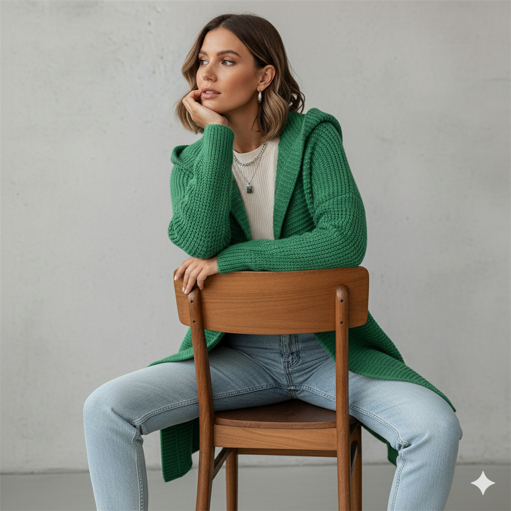 Damen Strickjacke mit Kapuze | Locker & Warm für Herbst Winter