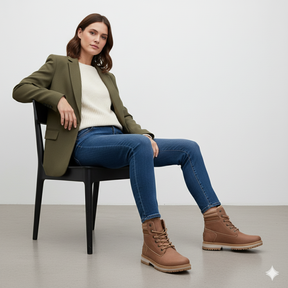 Damen Winterstiefel mit Fellfutter | Warme Schnür-Boots