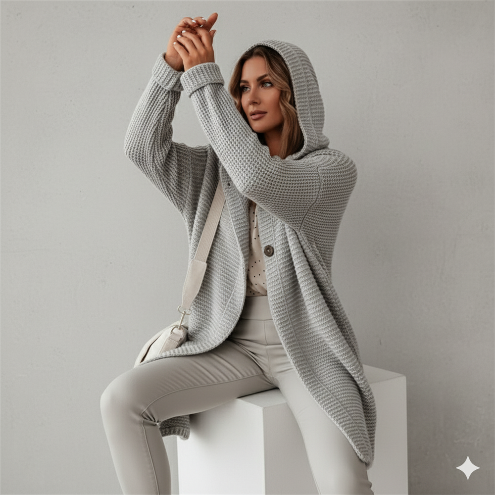 Damen Strickjacke mit Kapuze | Locker & Warm für Herbst Winter