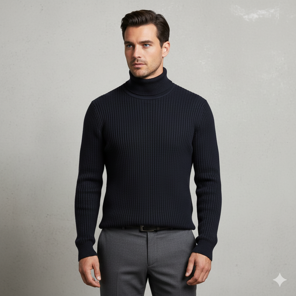 Herren Rollkragenpullover mit Strukturmuster