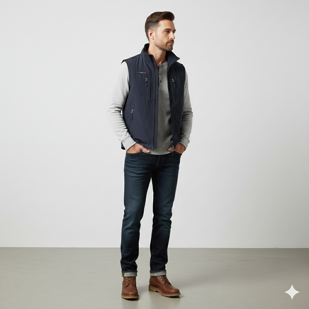 Herren Outdoor Weste mit Taschen | Leicht & Atmungsaktiv | Übergang