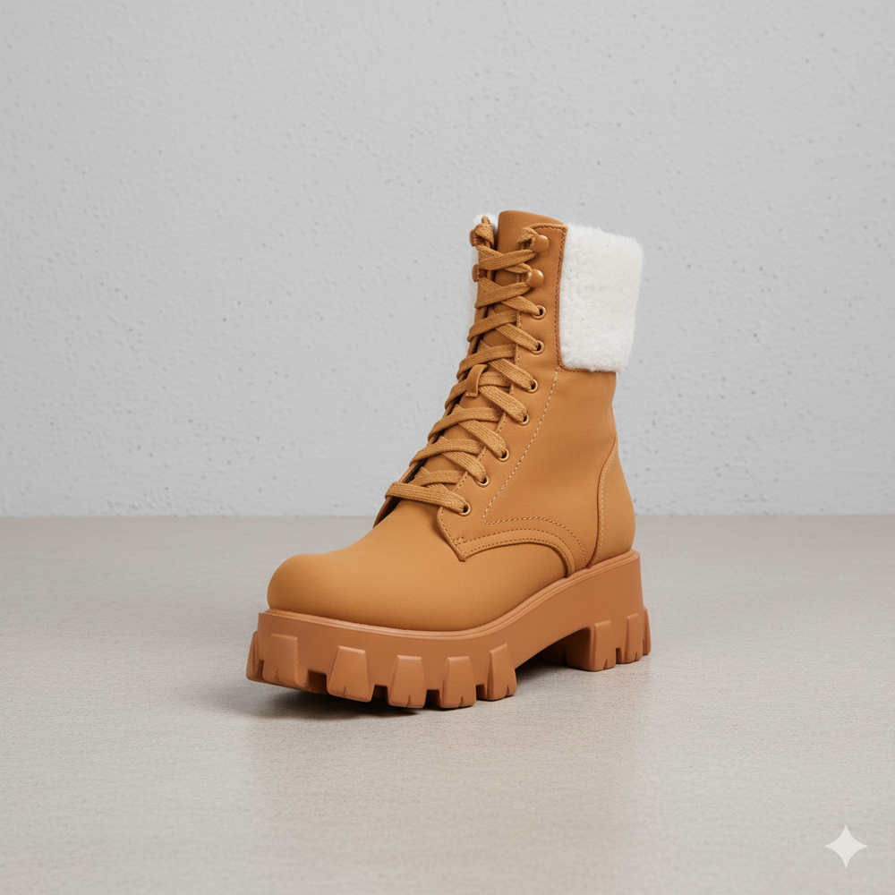 Damen Winter Schnürstiefel mit Fellfutter | Vegan & Rutschfest