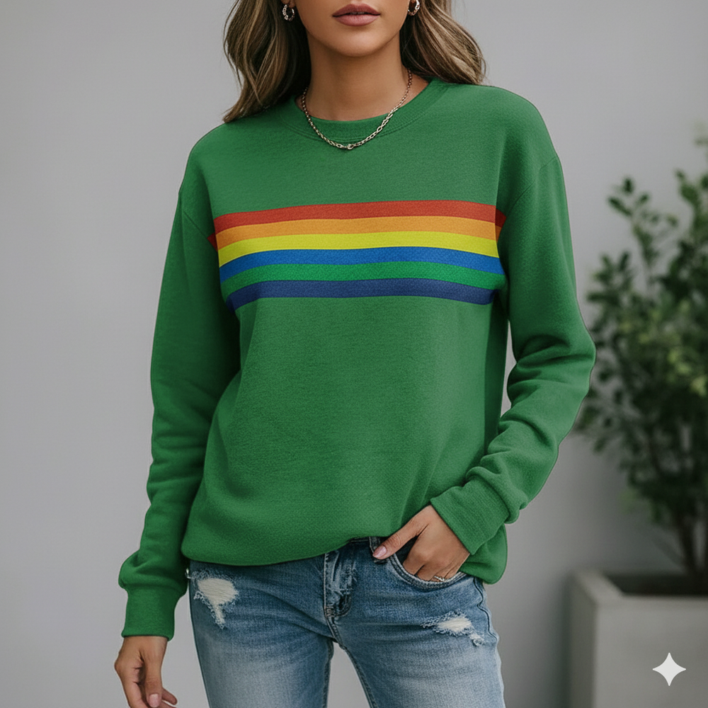 Damen Pullover mit Rundhalsausschnitt | Gestreift & Freizeit