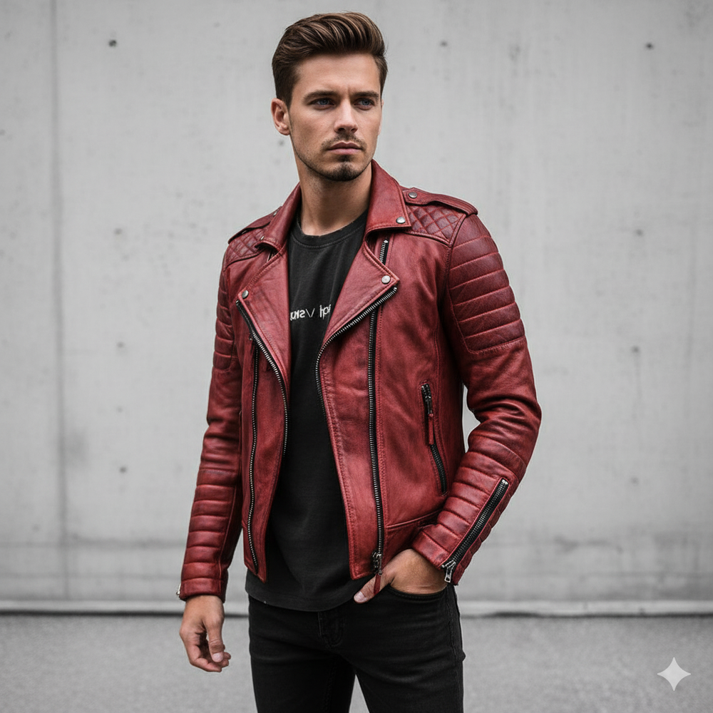 Herren Bikerjacke aus Veganleder | Modern & Casual