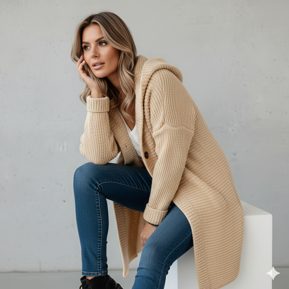 Damen Strickjacke mit Kapuze | Locker & Warm für Herbst Winter